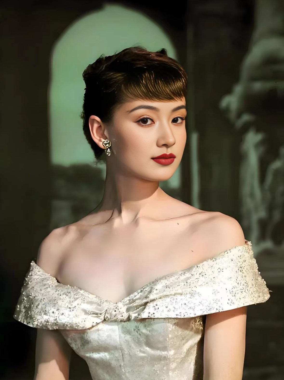 Celebrity face swap result created with AI face swap tool showing a new face blended into the same classic portrait.