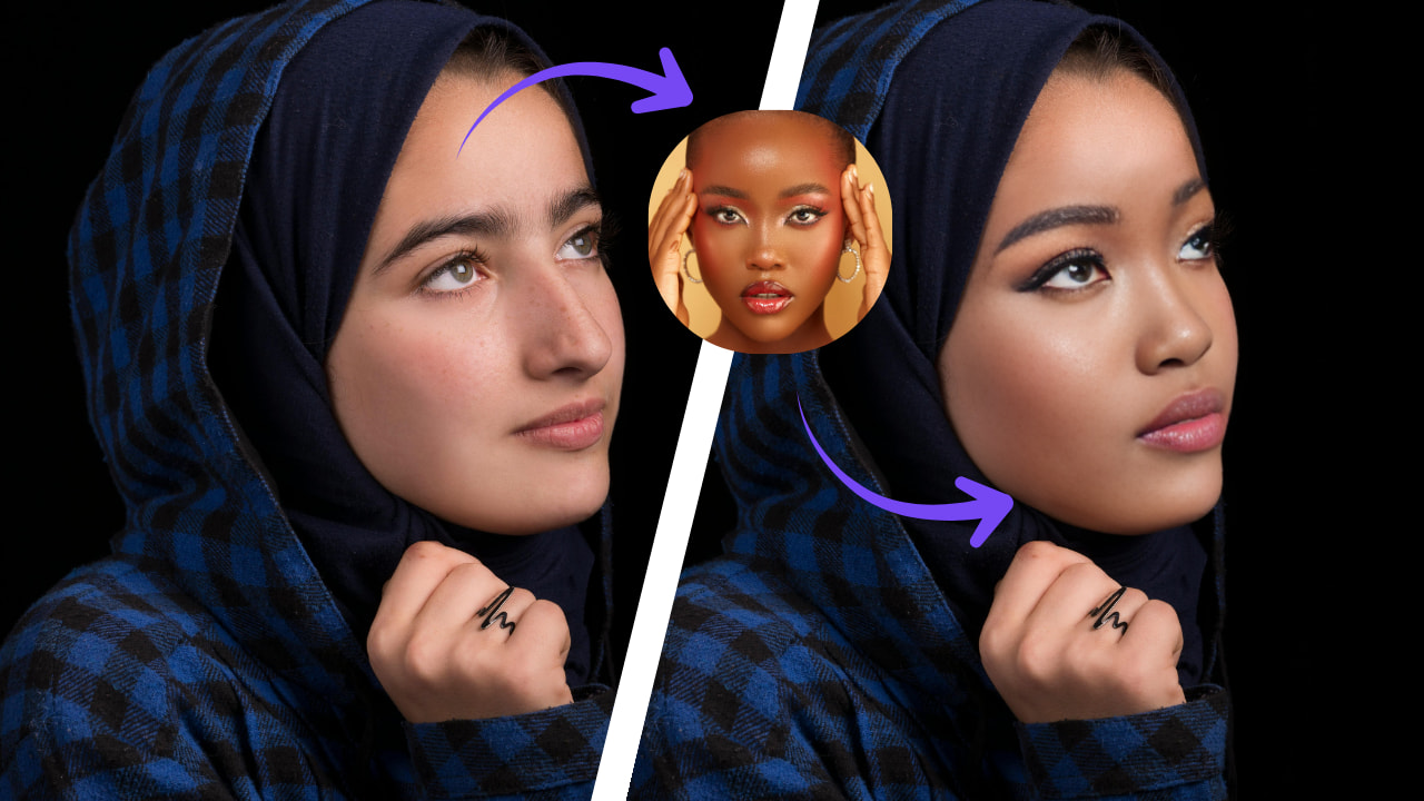 AI face swap comparison showing original and swapped face results.