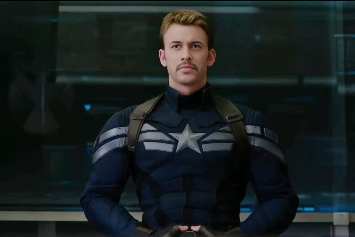 AI video face swap result showing a naturally blended replaced face in the same video frame.