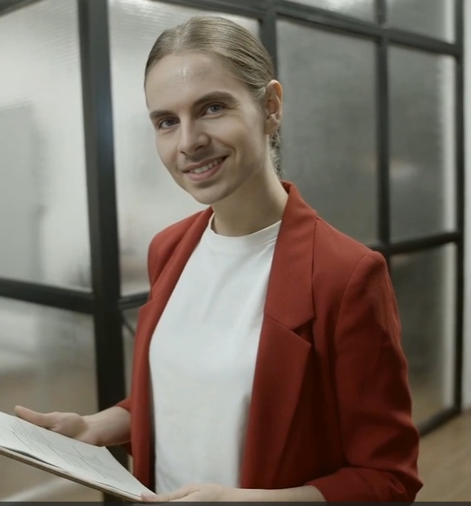 AI video face swap result showing a woman with a naturally blended swapped face.